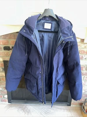 Jaqueta Masculina Old Navy Veludo Azul Marinho com Capuz Tamanho Grande - Imagem 1 de 4