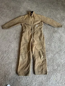 Vintage Carhartt Insulated Canvas Coveralls Mens Brown Workwear 996QZ USA 42S - Picture 1 of 10