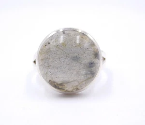 5.47 Gm 925 Sterling Silver Natural Labradorite Cab Gemstone Ring Size-7.75 US - Picture 1 of 7