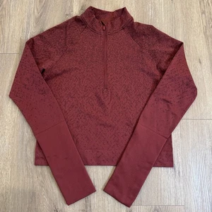 Lululemon Rest Less Cropped Half-Zip Herringbone Fade Mulled Red Wine Size 4/6 - Picture 1 of 11
