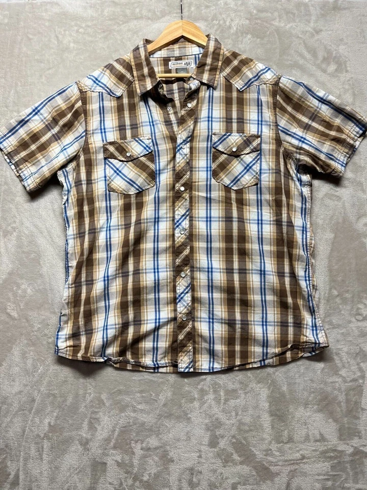 Urban Pipeline Button-Up Shirt Men's Size 2XL Brown Short Sleeve Spread Collared - Image 1 of 4