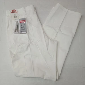 Wrangler Workwear Painters Pants Relaxed Fit Men's Size 36x32 White Tool Pockets - Picture 1 of 7