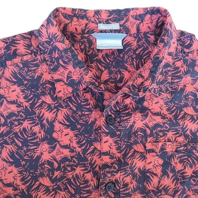 Camisa de campamento hawaiana Columbia para hombre mediana algodón floral tropical surf vela AOP papá Foto 1 de 4