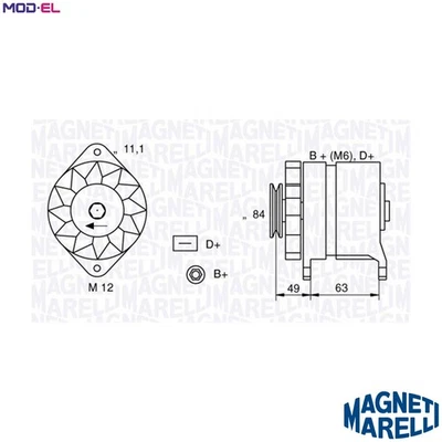 ALTERNATOR 063321044010 FOR ALFA ROMEO AR/8/Platform/Chassis/Van FIAT 2.4L 4cyl - Image 1 of 4