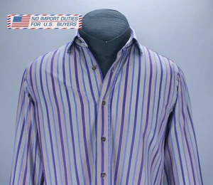 Etro Milano Mens Slim Fit Shirt Long Sleeve Colorful Striped Size 39 Cotton - Picture 1 of 21