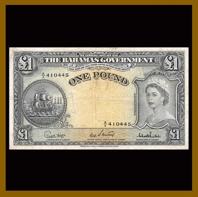 Bahamas 1 Pound, 1953 P-15c QE II Ship Banknote (Cir) - Image 1 of 2
