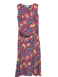 Vintage Seide Maxikleid 3X Ärmellos Tropisch Sommerkleid Resort Kreuzfahrt 100% Seide - Bild 1 von 9