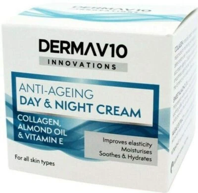 DERMA V10 Dermav10 Anti-ageing Day & Night Cream All Skin Types COLLAGEN 50ml.