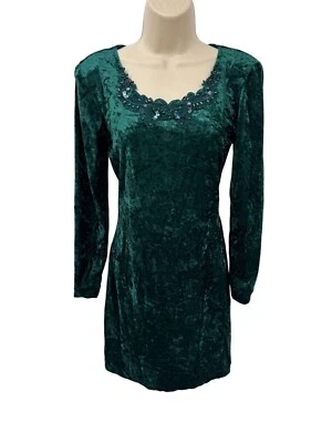 Vestido De Colección Y2K All That Jazz Forest Hadas Cuentas Terciopelo Pequeño Verde Poliéster Foto 1 de 4