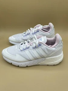 Sz 7 Adidas ZX 1K Boost Core White/Pink Rose Mesh Lifestyle Sneakers for Women - Picture 1 of 6