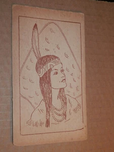 NATIVO AMERICANO - MUJER en PLUMA TOCADO BALSA TEMPRANA POSTAL 3.5 por 6 Talla - Imagen 1 de 2