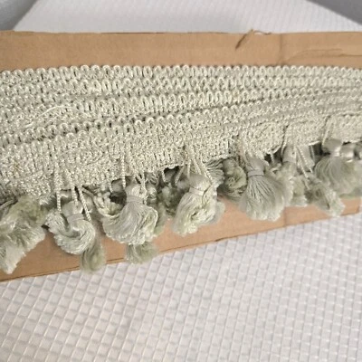 Borla Flecos Borla Borde Espuma de Mar Verde 3.5 Yardas Almohada Borde 2 pulgadas Poliéster  Foto 1 de 4