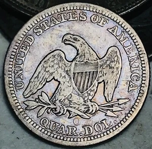 1860 O Seated Liberty Quarter 25C Ungraded Choice 90% Silver US Coin CC26733 - Picture 1 of 5