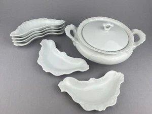 Hertel Jacob Porzellan Schüssel mit Deckel und 6 Tellern - Bild 1 von 9