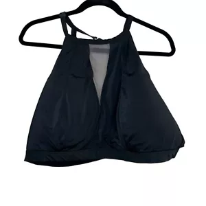 Cacique Swim by Lane Bryant No Wire Black Halter Mesh Swim Top Size 24 - Picture 1 of 7