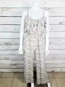 Mono Love 21 para mujer talla M beige floral sin mangas con volantes 100 % rayón - Imagen 1 de 6