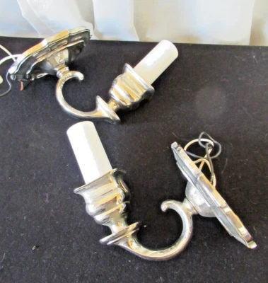 Vintage Heavy silver plated wall sconces single candle electric lot of 2 small - Image 1 of 4