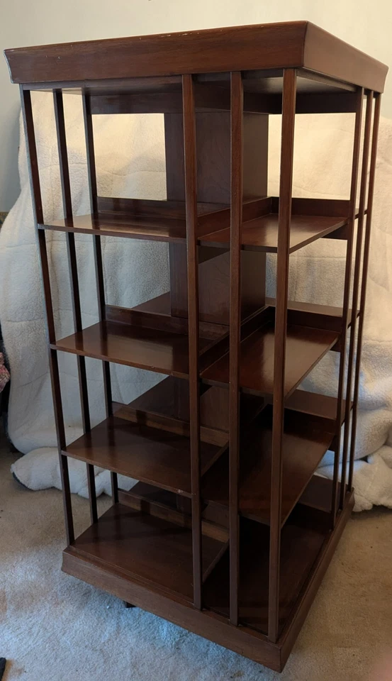 Librería Giratoria Antigua Extra Alta 61.5" Extra Ancha 26.5" 4 Estantes Victoriana Foto 1 de 4