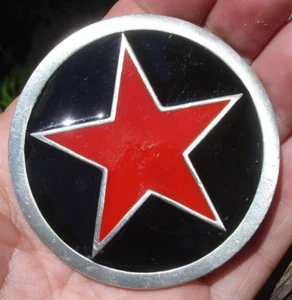 BIG RED Texas Lone STAR pewter BELT BUCKLE law enforcement badge sheriff emblem - Picture 1 of 12