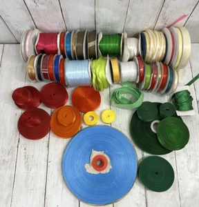 Vintage Ribbon Floral Craft Satin Solid Multi Sizes Colors Lot of 40+ Rolls - Picture 1 of 19