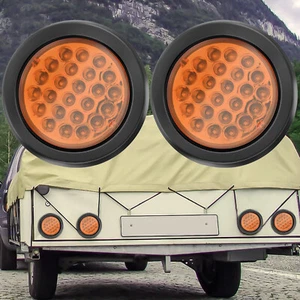 Luces traseras de remolque ámbar 24 LED redondas de 4 pulgadas impermeables lámpara de freno de parada de camión 2 piezas - Imagen 1 de 12
