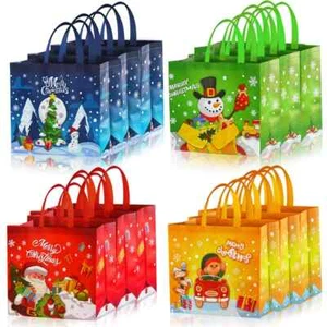CHRISTMAS GIFT BAGS VEYLIN SET OF 12 LARGE REUSABLE FOR LIFE 15.7"X5.9"X14.1" - Picture 1 of 1