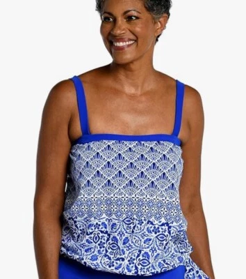 NWT Womens Maxine Hollywood Swim Tankini Royal Blue White 10 Strapless Top $42 - Изображение 1 из 4