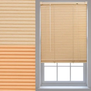 Furnished Wood Effect Venetian Blinds PVC Custom Made to Measure Blind Easy Fit - Picture 1 of 5