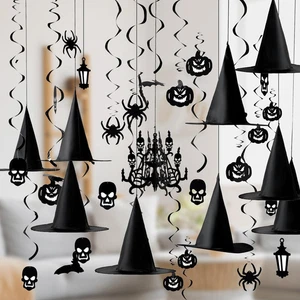 JOYIN 27 Pcs Halloween Hängewirbel Dekorationen Und Hexenhüte, Spukhaus Kronleuc - Bild 1 von 12