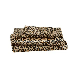 100% Luxury Satin Polyester Sheet Set, Queen, Leopard - Bild 1 von 6