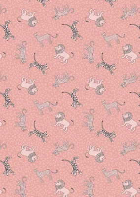 Panthera Little Big Cats Pink A333 Lewis & Irene Cotton Fabric 2m - Image 1 of 2