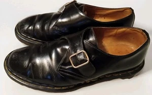 Dr. Martens scarpa uomo UK 8 US 9 nero Joey pelle cinturino monaco fibbia - Foto 1 di 11
