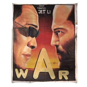ORIGINAL AFRICAN MOVIE POSTER PAINTING FLOUR SACK GHANA WEST AFRICA 20TH C. - Picture 1 of 1