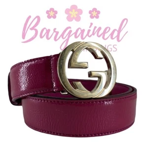 Authentic GUCCI Pink Rose Coated Calfskin Leather GG Interlocking Belt 75/30 - Picture 1 of 12