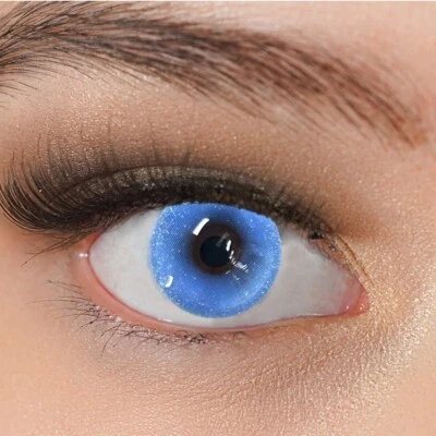 CHARMIGA Kontaktlinsen farbig blau ohne Stärke crazy Jahreslinsen Glitzer Sky Blue NEU