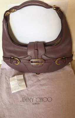 Auténtico Jimmy Choo Cuero Hobo Hombro Diseñador Bolso de Mano Bolso para el Polvo y Recibo Foto 1 de 4