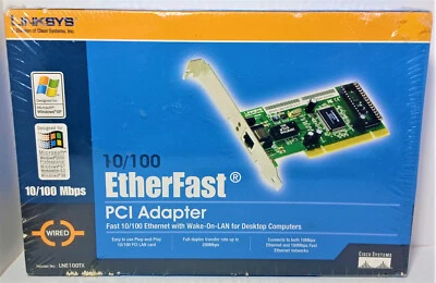 Linksys 10/100 LAN PCI Adapter Model LNE100TX EtherFast Factory Sealed - Image 1 of 4