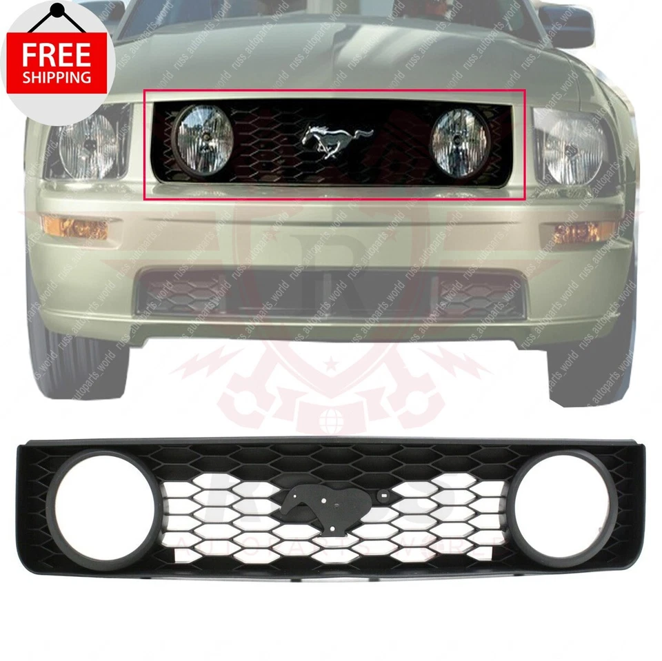 New Front Grille Textured Black Plastic Fits 2005-2009 Ford Mustang FO1200422 Foto 1 de 4