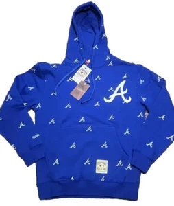 NUOVO Mitchell & Ness Atlanta Braves MLB Repeat Felpa con Cappuccio Logo (Media) - Foto 1 di 5