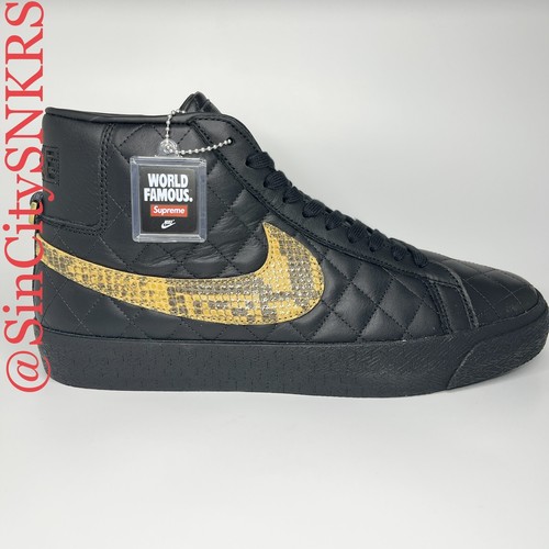 Supreme Nike SB Blazer Mid Black taglia 9 US DV5078 001 10 5W nuovo con scatola