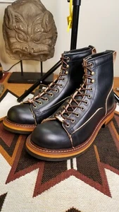 Mens Handmade Genuine Cowhide Leather Monkey Logger Lace To Toe Boots US 9 EU 43 - Picture 1 of 14