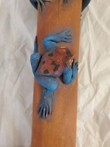 Vintage Hand Decorated Bamboo rainforest Incense Holder Burner Frogs