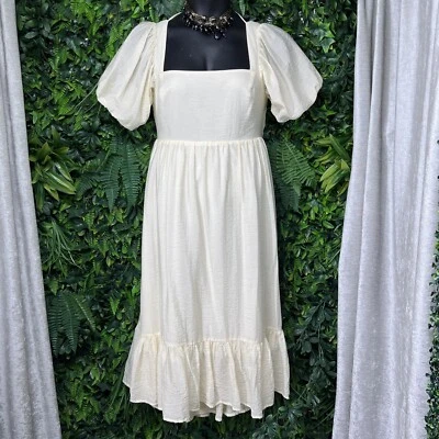 Vestido WAYF Mujer Grande Amarillo Manga Abullonada Corte Bohemio Rayas Maxi 2211 Foto 1 de 4