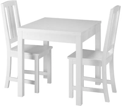 Set bianco acqua di tavolo con zampe levigate e 2 sedie in Pino 90.70-50AW-Set22 - Immagine 1 di 4