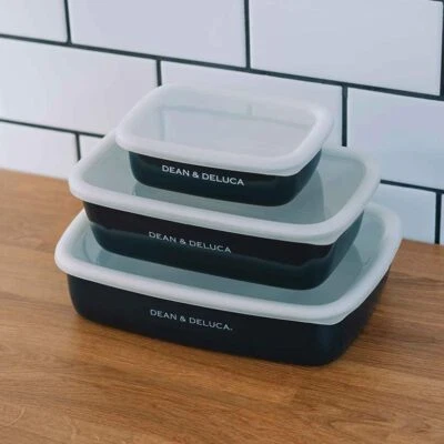 DEAN & DELUCA Enameled Container Charcoal Grey Set of 3 S,M,L New Japan - Image 1 of 4
