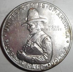 Medio dólar de plata conmemorativo peregrino 1920, subasta inmobiliaria, envío gratuito - Imagen 1 de 2
