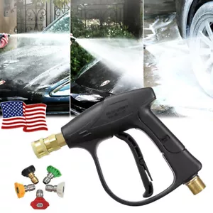 1/4" High Pressure Washer Gun 4000 PSI Car Wash Foam Spray Short Wand w/5 Nozzle - Picture 1 of 31
