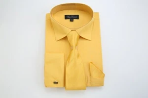 Viviz Torancci Men's Dress Shirt with Tie Set and French Cuffs AC301 9 Colors - Picture 1 of 9