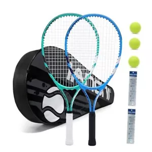 Tennis Racket for Kids 23'' Kid's Tennis Racquet Set of 2-2 Blue and Green - Picture 1 of 8