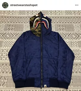 A Bathing Ape Bape ABC Camo Shark Full Zip Puffer Hoodie Size Small - Picture 1 of 12